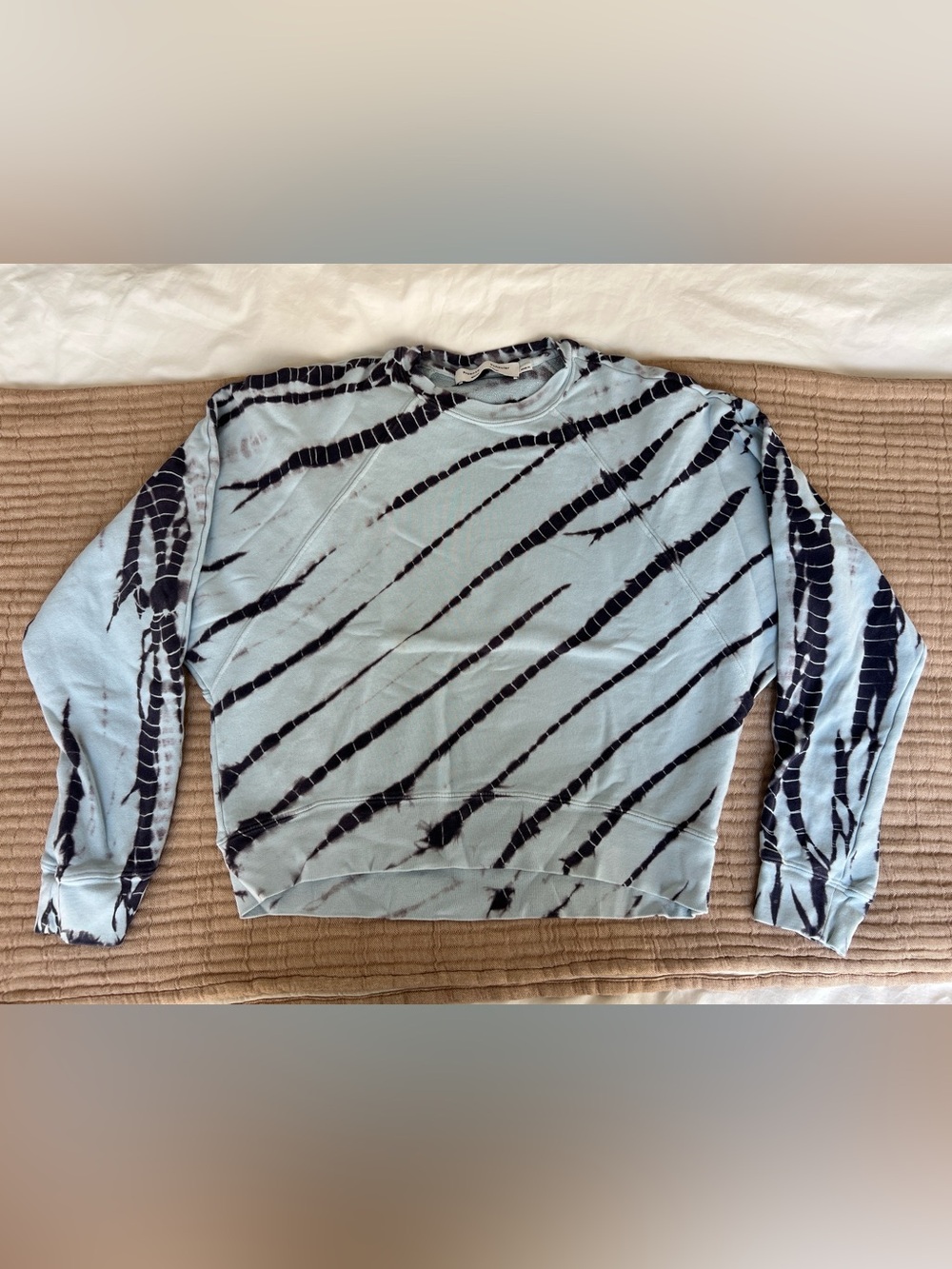 Proenza Schouler Light Blue & Black Tie-Dye Crewneck Sweatshirt